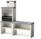 MAESTRO FERRETERO TUOZI - Pack 2 Plan – Cocina DE Exterior Plan 1 Plus Full – Barbacoa Modular con Parrilla de Acero Inoxidable y Chimenea (188 x 47 x 192 cm)
