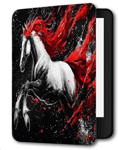 Case For 6 Amazon Paperwhite 10th Generation (Model No.PQ94WIF) 2018 Released PU Leather Case Paperwhite smart Sleep/Wake Paperwhite Cover-Running Horse Creative Animals