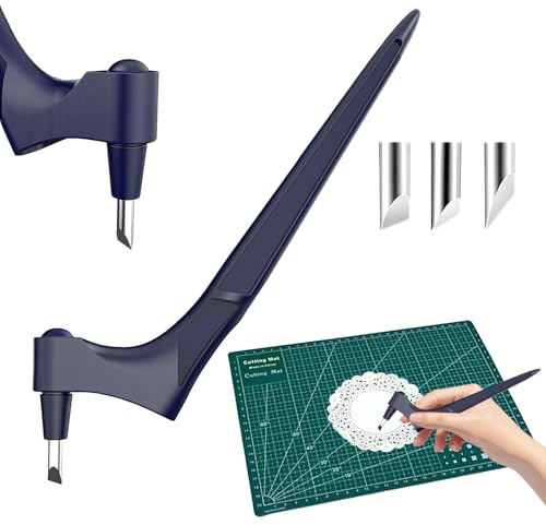 Craft Schneidwerkzeuge, 360 Grad Präzisions Edelstahl Bastelmesser Set mit 3 Ersatzklingen, 1 Schneidematte, Handwerkszeug Set für DIY Handwerk, Scrapbooking, Modellbau (Marineblau)