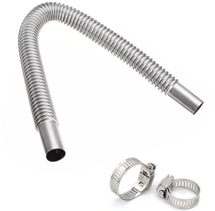 Srvauyea Échappement Chauffage Autonome Tuyau, 60cm Tuyau D'échappement en Acier Inoxydable, Tuyau D'échappement de Chauffage de Voiture avec 2 Pinces en Acier Inoxydable pour Chauffage Diesel Voiture