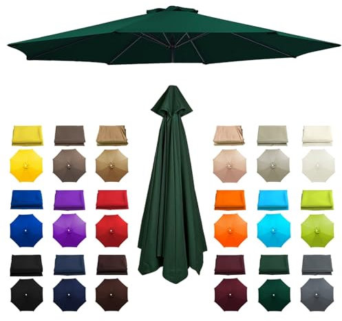 6.6Ft Toldo De Mercado, 8 Varillas Funda de tela de repuesto para sombrilla, Cubierta de toldo de repuesto, Fácil De Instalar, para Jardín, Patio, Terraza, Playa, Piscina, Reclinable(Dark Green)