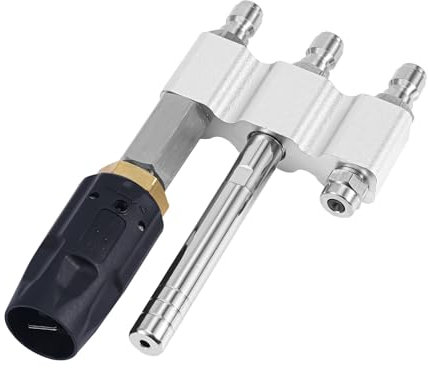 3 in 1 Shooter Tip M5 Twist Nozzle, Stainless Steel Adjustable Soft Wash Rotating Spray Turbo Nozzle with 1/4'' Quick Connect 3-7 GPM Pressure Washer Accessory for Washing Roof Garden Vehicle Floor