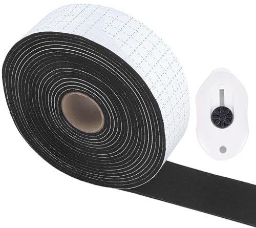 LongZYU Feltrini Sedie, Feltro Adesivo Rotolo, Feltrini Adesivi per Mobili, Feltrino per Sedie, Feltrini Fai da Te per Proteggere i Mobili e le Superfici, nero (6m*5cm*3mm)