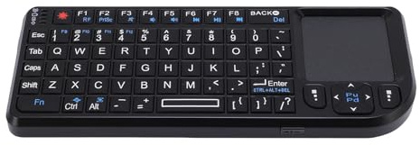 2.4GHz Minitype Touchpad Keyboard, Adjustable Backlit Wireless Keyboard with IR Light for HTPC, PC, PS, Android, Linux
