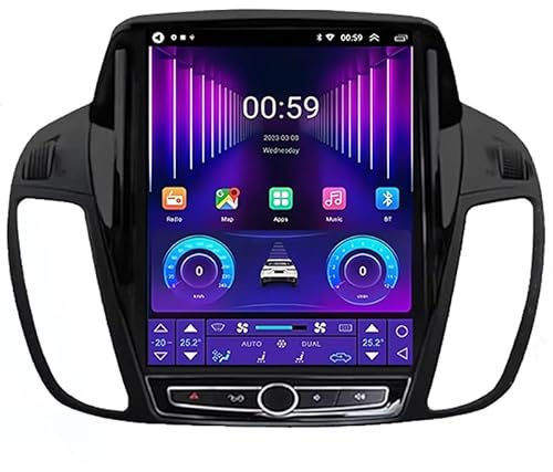 Android Auto Stereo GPS Navigation Für Ford KUGA C-max Escape 2013-2015, mit Rückfahrkamera Unterstützt Auto Radio Multimedia MP5 Bluetooth Lenkradsteuerung,TS 5 8 Core 4G+WiFi 4G+64G
