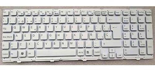 Tastatur, kompatibel mit Laptop, Weiß, ohne Rahmen, für Sony Vaio vpc-Eh Modelle, ergonomisches und Robustes Design.