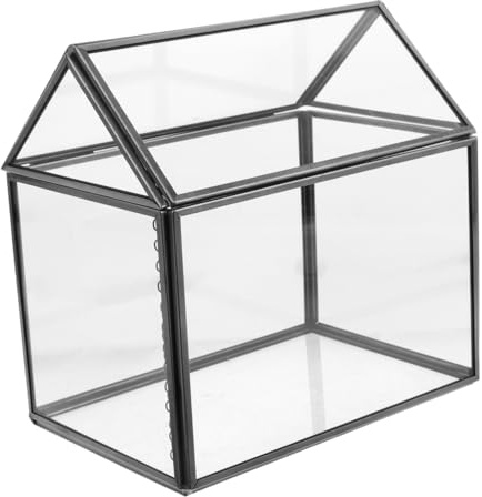 Warmhm Terrarium Hausform Pflanzgefäß Geometrische Tischdekoration mit Deckel Indoor Gewächshaus für Dauerhafte Blumen und Sukkulenten Klare für DIY Moos Garten und Büro