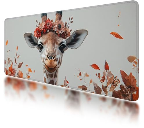 Mauspad XXL 900x400 mm, Gaming Mauspad XXL Grau, Schreibtischunterlage Giraffe, Gaming Mousepad Groß mit rutschfeste Gummibasis, Spezielle Oberfläche, Wasserdicht Mousepad für PC, Laptop, Büro, -254