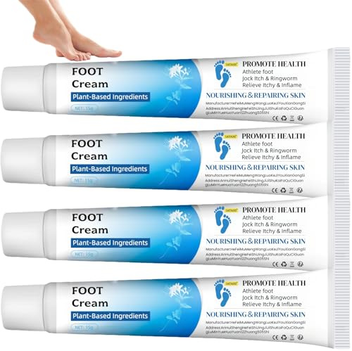 Crema per Il Piede D'Atleta,4pcs Crema per La Cura dei Piedi,Crema Antimicotica per Piedi e Pelle,Deodorante per I Piedi,Rapido Sollievo da Prurito e Desquamazione,15g