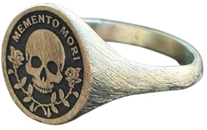 WORLD WIDE GEMS Memento Mori Ring | Rose Skull Siegelring für Herren | Amor Fati Schmuck Damen | stoisches Geburtstagsgeschenk für Sie und Ihn | 925er Sterlingsilber versilbert | WW_PDR_00733_7