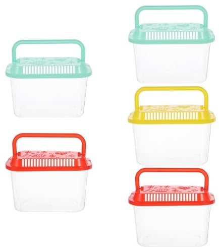 BETOOKY 5-teiliges Set mit Fischbehältern für Reisen, Transportbehälter für Aquarienfische, tragbarer Kunststoffkoffer für Umzüge, Urlaub und Schulausflüge (13,5 x 8,6 x 7,1 cm)