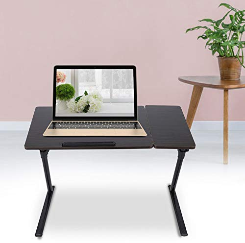 Blaihild Scrivania per Laptop, a Forma di Z, Design Pieghevole e Regolabile, Tavolo per Laptop Portatile con Piano Inclinato, Ideale per Leggere e Lavorare (Colore noce)