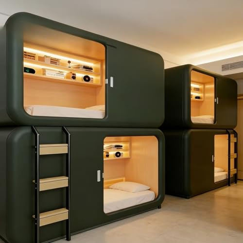 Luxury Capsule Bed Pod for Adults, Premium Futuristic Sleeping Pod Bunk Pod Bed Enclosed Smart Bed for Privacy, High-End Space Capsule Furniture for Modern Living