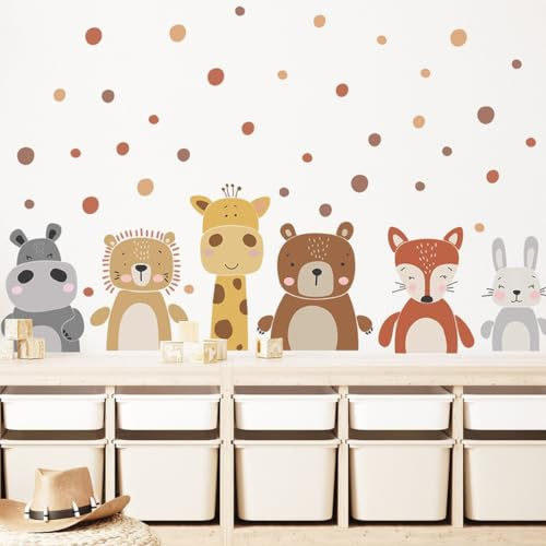 stickers muraux, stickers muraux enfants, sticker mural animaux forêt PVC transparent 2 feuilles 30x60cm, lavable, pour chambre bébé, chambre enfant, classe, meubles, verre et frigo