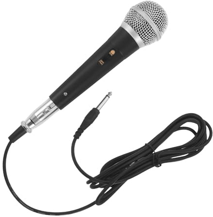 RUNROTOO Microfono Dinamico Materiale Plastico e Metallo per Karaoke con Filo Microfono Portatile con Cavo, Riduce Rumori di Respiro per Conferenze e Discorsi Pubblici