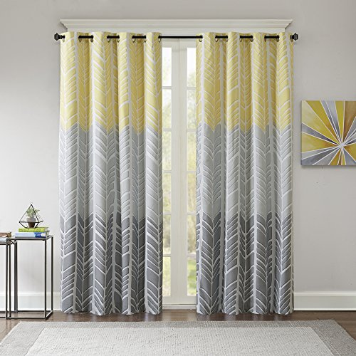 Intelligent Design Blackout Curtain for Bedroom, 1 Panel 50x84 Yellow