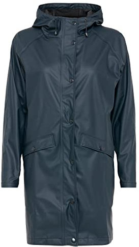 ICHI IHTAZI JA Damen Windbreaker Übergangsjacke Regenjacke Regenmantel mit Druckknöpfen und Kapuze, Größe:L, Farbe:Total Eclipse (14044)
