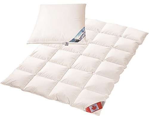 Spar Set: Daunendecke Ganzjahres Bettdecke R3 100% Natur 135x200 + Daunen/Feder Kissen Arktic 80x80 cm