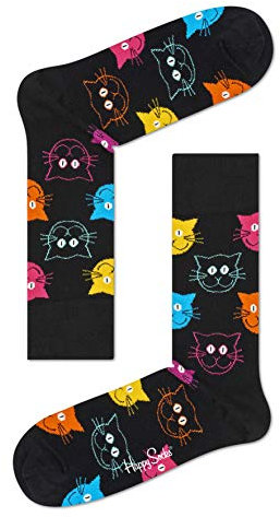 Happy Socks Damen Cat Freizeitsocken, Grau (Grau 9001), 36-40 EU