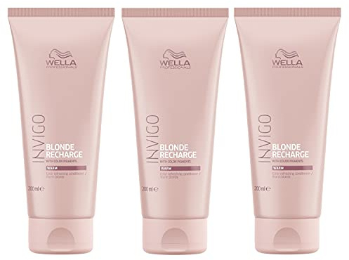 3er Blonde Recharge Warm Blonde Conditioner Invigo Wella Professionals Farbaufrischer je 250 ml = 750 ml