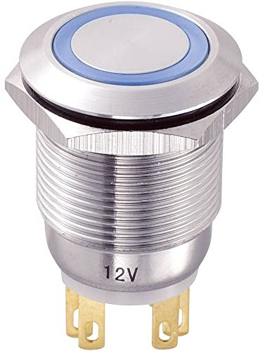 TRU COMPONENTS TC-8904668 LAS1-GQ-11E/B/12V Vandalismusgeschützter Drucktaster 250 V/AC 3 A 1 x Aus/(Ein) tastend Blau