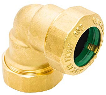 PE Rohr Verschraubung *MESSING Fitting Kupplung Winkel Klemmverbinder Muffe (Winkel 90° 40 mm)