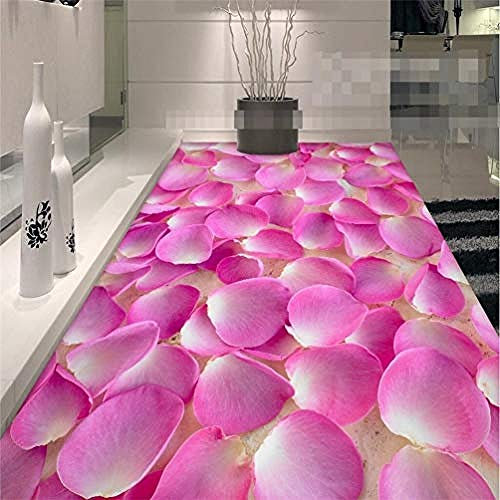 XiuTaiLtd Autocollant De Salle De Bain 3D Peinture De Sol-Romantique Rose Rose Fleur Sol Moderne Mural Auto-Adhésif Pvc Chambre Salon Cuisine Décoration De Sol-300x210 CM