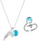 Conruich Meerjungfrau Halskette Meerjungfrau Offener Ring Blau Kristall Halskette Verstellbar Damen Anhänger Kette Silber Mondring Mako Tägliche Tragen Party Schmuck Mädchen Geburtstagsgeschenk