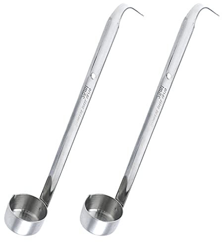 Savagrow 2pcs Stainless Steel Wine Dipper Long Handle Beer Pouring Spoons with Hook Ladle,25ml