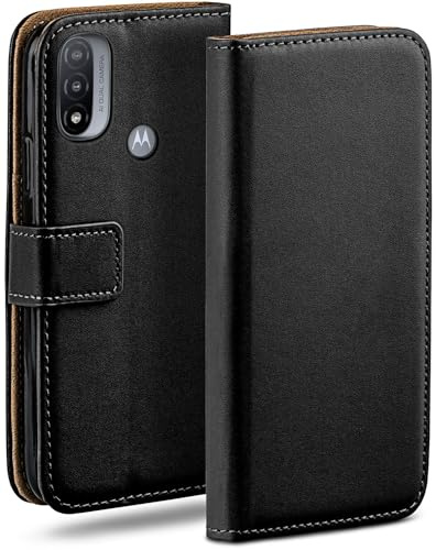 moex Book Case für Motorola Moto E20 Handyhülle mit Kartenfach, Hülle klappbar 360 Grad Schutzhülle, Klapphülle Flip Case Cover, PU Leder Handytasche Lederhülle, Schwarz