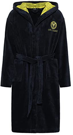 Carlo Colucci Bademantel mit Kapuze Navy/Gelb L