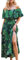 CUPSHE Dress for Women Summer A Shape Dresses Off Shoulder Sleeve Maxi Length Ruffle Fitted Waisted Tropical Printed Green L