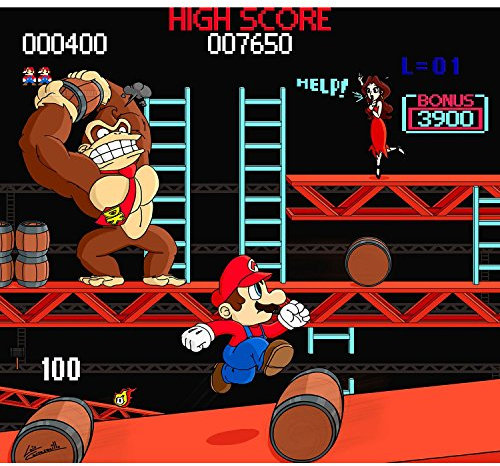 Poster Donkey Kong Combat Super Mario Parodie Videospiele Vintage