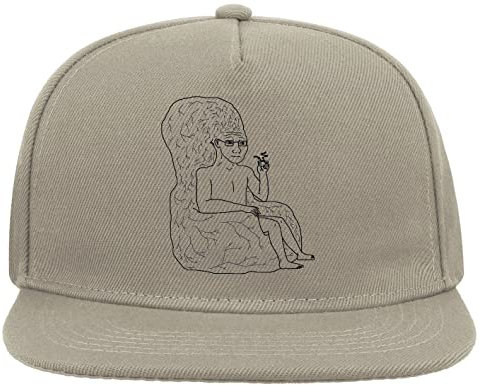 Big Brain Armchair Philosophist Wojak Pipe Meme 5 Panel Snapback Flat Visor Cap Hat Baseballmütze Grau
