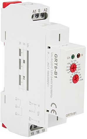 Relé de Tiempo, GRT8-B1 Mini Relé de Tiempo de Retardo de Apagado Tipo de riel DIN AC/DC 12V~240V Relé de Retardo
