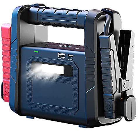 Avviatore Batteria Auto 1300A 24000mAh Portatile Avviatore Emergenza per Auto 12V Avviatore di Emergenza Jump Starter Torcia LED con Porta USB,Black,253x178x75mm