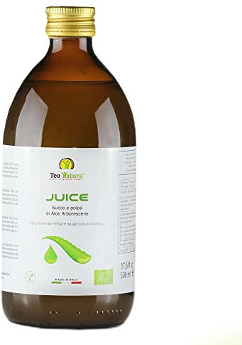 Teonatura Juice Succo e Polpa di Aloe Arborescens, Vitamina C - Detox Fegato Reni Intestino, Difese Immunitarie, Antiossidante, Antinfiammatorio Naturale, Senza Glutine - 500 ML