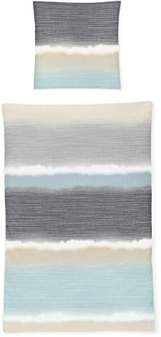 Irisette Mako-Satin Bettwäsche Sky Hilversum blau 1 Bettbezug 155 x 200 cm + 1 Kissenbezug 80 x 80 cm