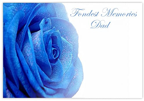 celloexpress Fondest Memories Dad (Blue Rose) Flower Message Cards - 60mm x 90mm - Bereavement Florist Card Sympathy Condolences Notes (Pack of 10)