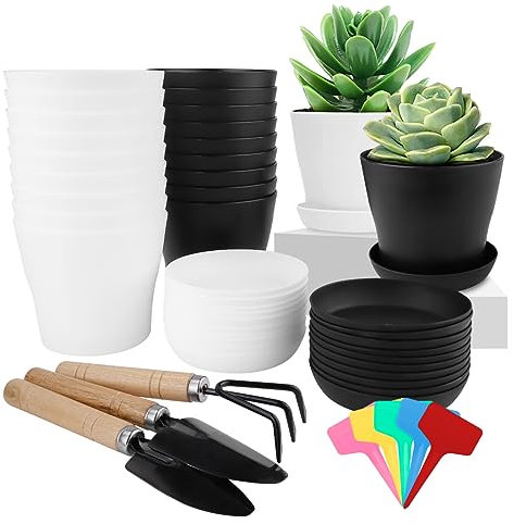 IBEQUEM Lot de 40 Pots de Plantes en Plastique, Flower Pot de Fleur Plastique 10cm Godets, Petit Pot de Fleur avec Trous de Drainage, Plantes Pots de Pépinière pour Semis, Repiquage, Boutures