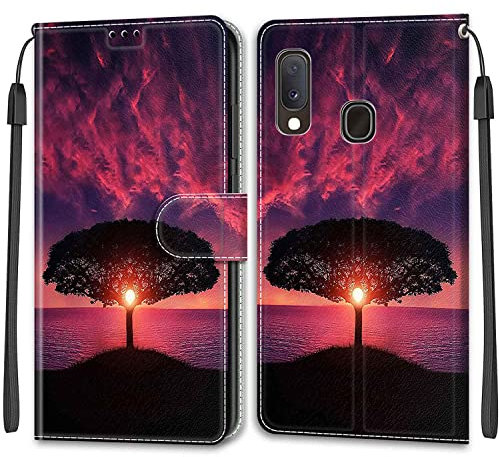 Mo-Beauty Kompatibel mit Samsung Galaxy A20E/A10E Hülle, Handyhülle Samsung A20E/A10E, PU Leder Flip Wallet Klappbar Tasche Etui Case Schutzhülle Lederhülle Klapphülle Handytasche (Dämmerung)