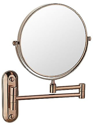 YSOLDA 6-Zoll-Wand-Make-up-Spiegel, doppelseitig Verstellbarer Vergrößerungs-Kosmetikspiegel, 360° schwenkbarer ausziehbarer Kosmetikspiegel, Rasierspiegel für Badezimmer-Hotel,Rose Gold,3X