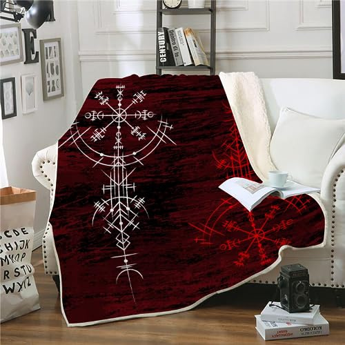 WIKINGER Kuscheldecke Sherpa Decke 150x200 cm Mikrofaser Super Weich und Warme Winter Blanket 3D Viking Wohndecke Kinder Fleecedecke Flauschige Sofadecke für Sofaüberwurf Tagesdecke