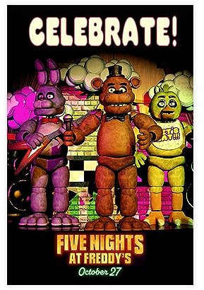 ETOMEY Filmposter Five Nights at Freddy's auf Leinwand, Schlafzimmer-Dekor, Sportlandschaft, Büro, Raumdekoration, Geschenk, ungerahmt, 30 x 45 cm