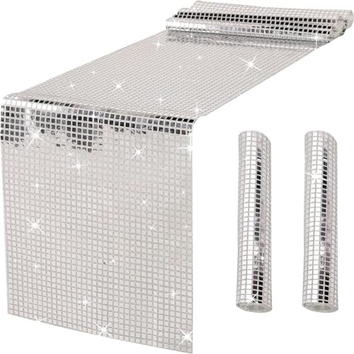 TOOSOAR 2 Stück Disco Party Tischläufer,Disco Tischdecke 30x180 cm,für Retro 70er 80er Jahre Disco Party Hochzeit Geburtstag Tanz Party