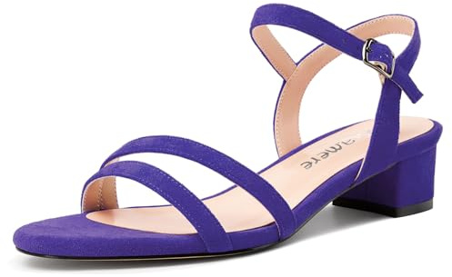 Castamere Donna Basso Chunky Blocco Gattini Tacco Heel Aperte sulla Punta Cinturino alla Caviglia Slingback Sandali Ballo Dress 3 CM Heels Viola 35 EU