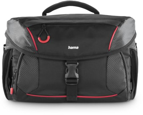 Hama Kameratasche (Fototasche für Digitale SLR- und Systemkameras mit Zubehör, Halterung für Kamerastativ, Tabletfach, Regenschutz, gepolstert, Tragegriff, Trolleyband, abwischbarer Boden) schwarz