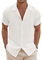 COOFANDY Mens Short Sleeve Shirt Casual Wave Stripe Cuban Guayabera Summer Shirts Button Down Hawaiian Casual Tops White L
