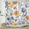 ASDCXZ Blumen Duschvorhang 180x200 cm, Frühling Handgemalt Gelb Sonnenblume Blau Blumen Blätter Weiß Bad Waschbar Duschvorhänge Polyester Textil Wasserdicht Badevorhang für Badewanne mit 12 Haken