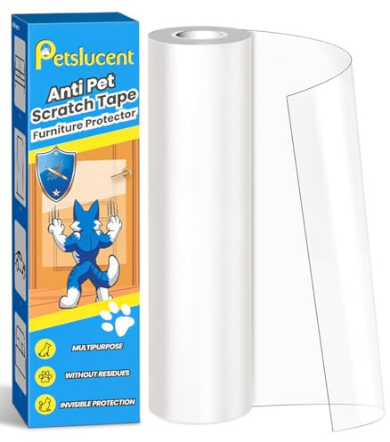 Petslucent Door Protector from Dog Scratching, Cat Anti Scratch Tape， Clear Training Self Adhesive Tape for Carpet, Sofa, Couch, Door (30cm x 5m)